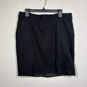 Trina Turk Size 14 Pencil Me in Ponte Mini Skirt Black Size Pockets Back Slit